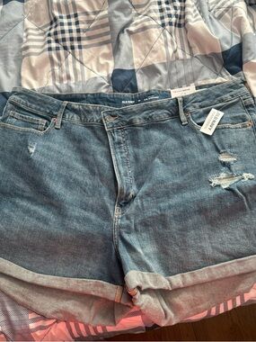 Old Navy Women's Blue Distressed Roll-Cuff Denim Shorts